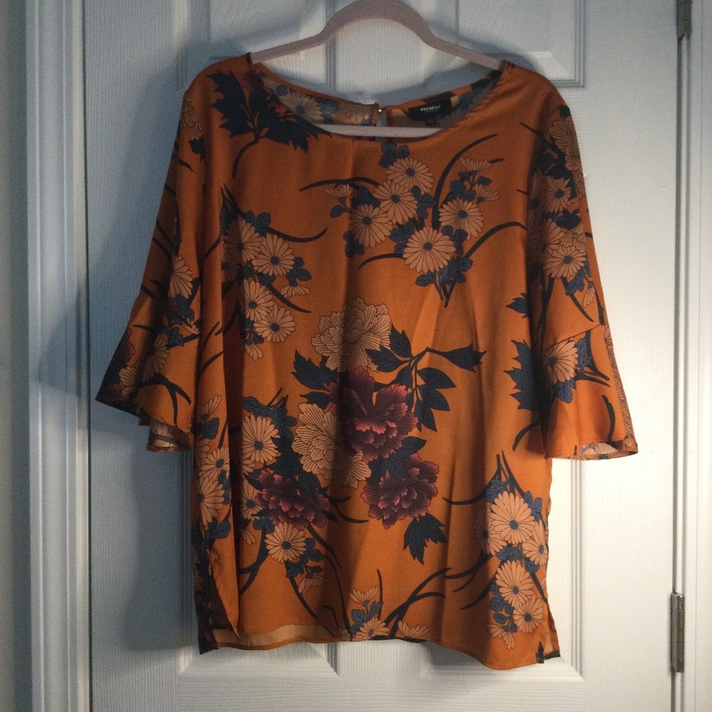 Orange Floral Blouse